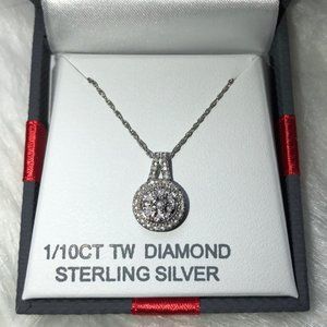 New! Genuine Diamond Sterling Silver Necklace